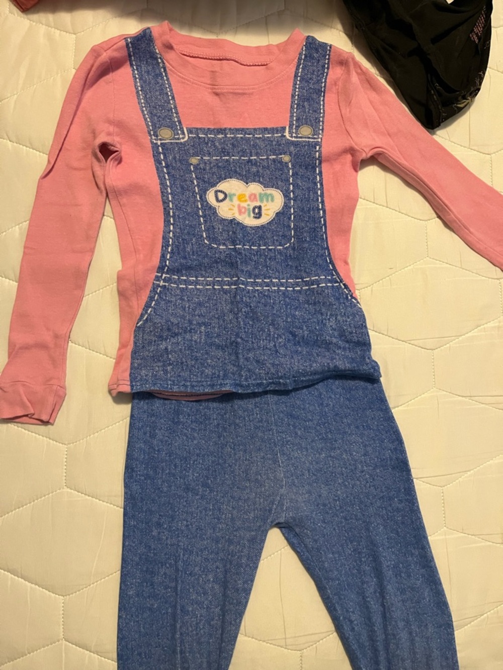 Toddler Ms. Rachel Pink Long-Sleeve pajamas with Faux Denim Overalls
